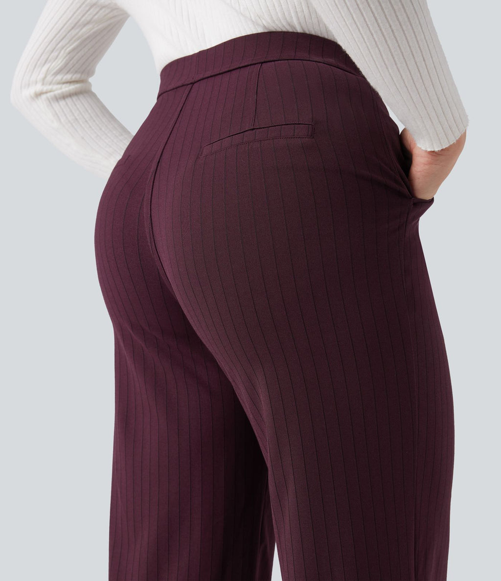 Pantalon Halara Flex™ tailleur droit taille haute rayé effet frais InstantCool avec poches