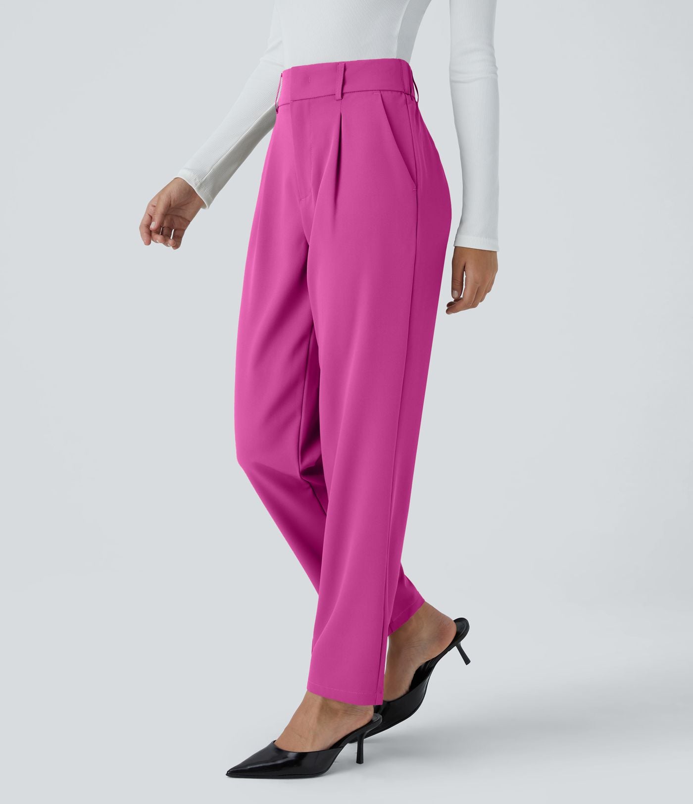 Pantalon tailleur Halara Flex™ fuselé uni, taille haute, avec poches