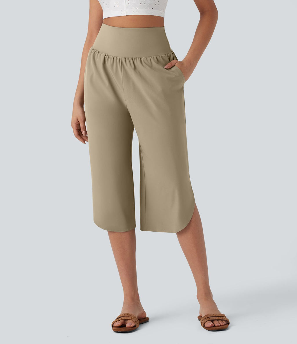 Pantalon corsaire gainant taille haute à ourlet asymétrique et séchage rapide avec poches Breezeful™