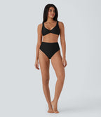 Bas de maillot de bain bikini brillant à taille haute et gainant