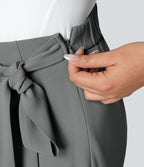 Pantalon Tailleur Large Fluide Taille Haute Fermeture Éclair Invisible