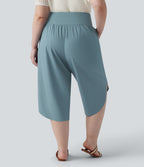 Pantalon capri grande taille Breezeful™ taille haute gainant à ourlet arrondi séchage rapide avec poches