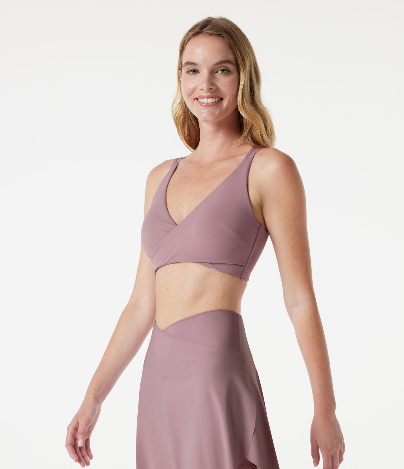 Brassière de sport yoga à maintien léger, col V, brassière intégrée, à effet frais InstantCool, séchage rapide, protection solaire UPF50+
