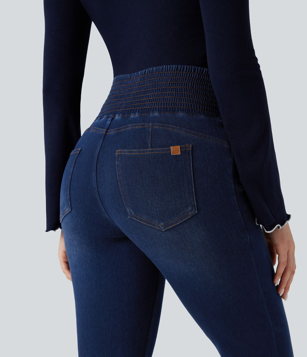 Jean évasé Halara Flex™ taille haute froncé avec poches