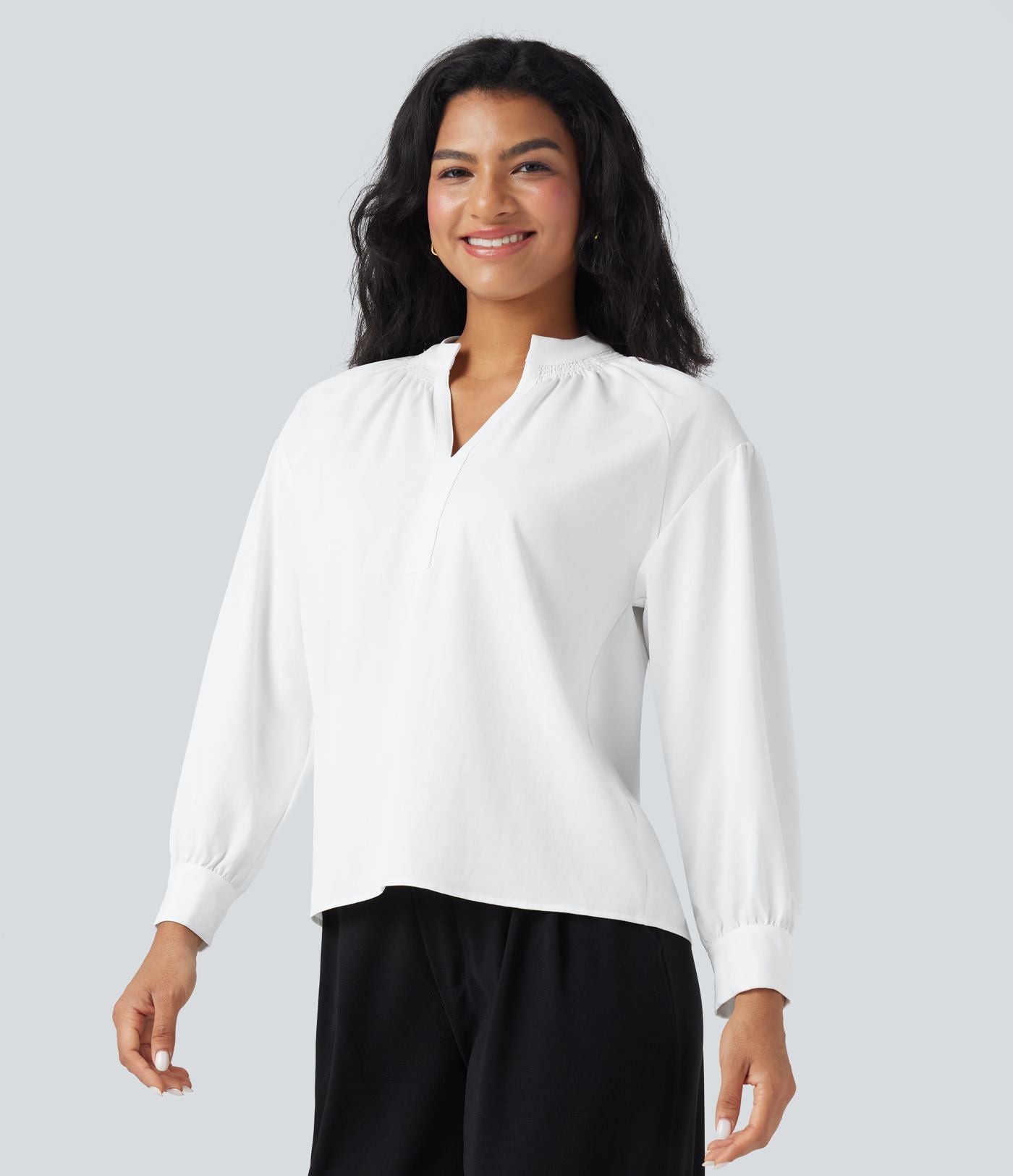 Chemise de travail manches longues col V