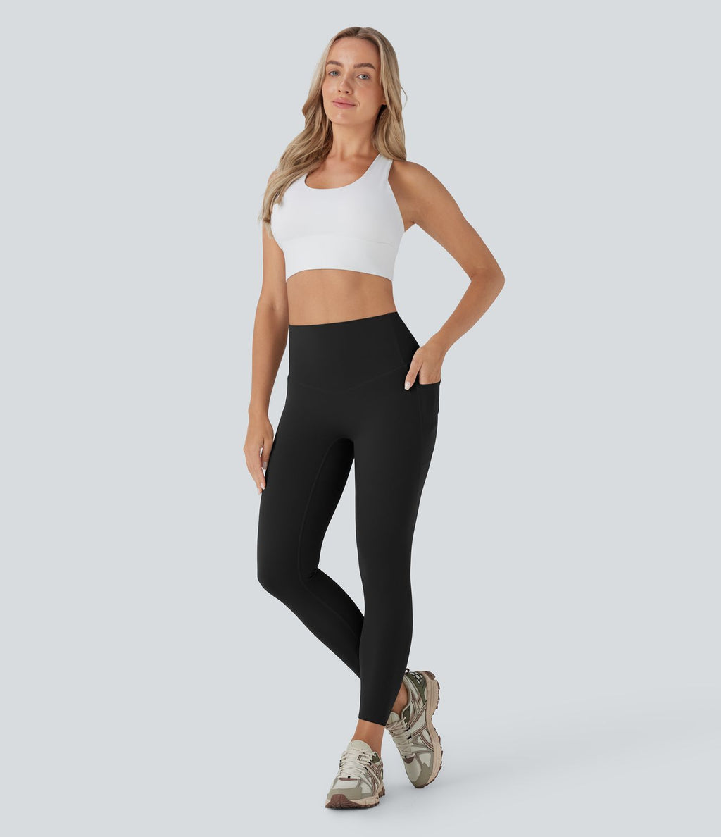 Legging 7/8 d'entraînement gainant taille haute avec sous-vêtement intégré antibactérien et poches Halara UltraSculpt™