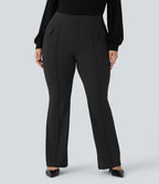 Pantalon cargo évasé taille haute grande taille avec poches à rabat latérales