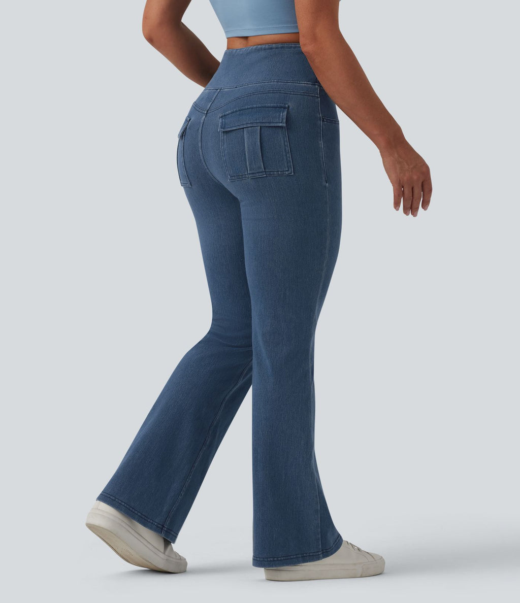 Jean évasé Halara Flex™ casual gainant taille haute avec poches