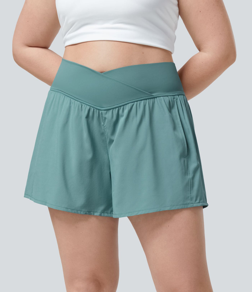 Breezeful™ Short 11,3cm De Yoga 2 En 1 Taille Haute Avec Poche Latérale Croisée Et Séchage Rapide