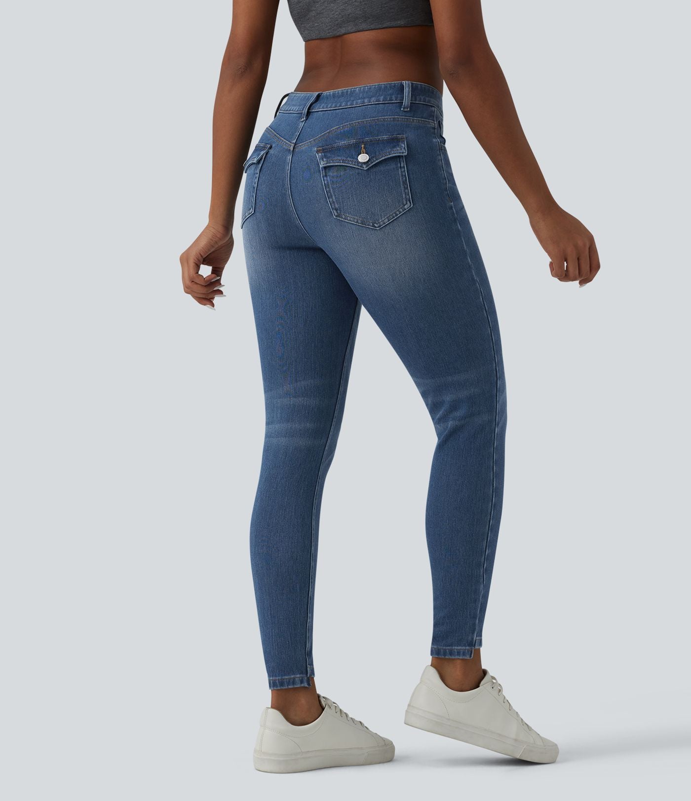 Jean skinny 7/8 décontracté taille basse Halara Flex™ avec poches