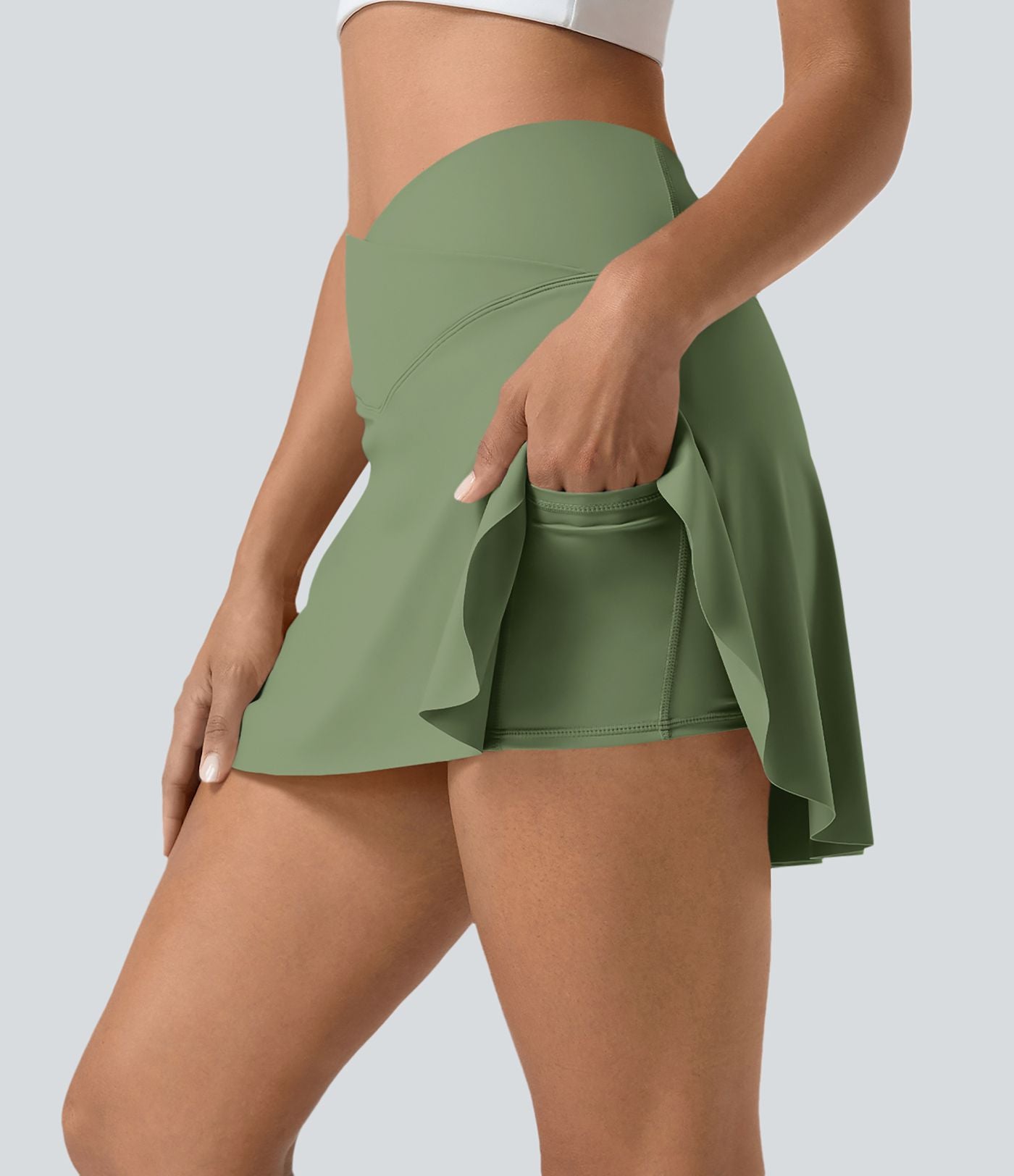Jupe de tennis mini 2-en-1 quotidienne SoftlyZero™ Airy avec croisement, poche latérale et effet frais InstantCool, Lucid, protection solaire UPF50+