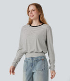 T-shirt rayé col rond manches longues
