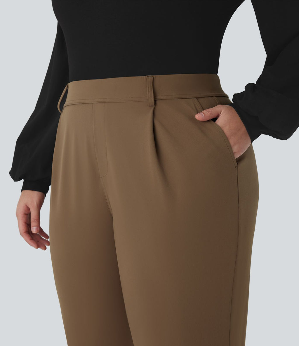 Pantalon tailleur évasé grande taille taille haute Halara Flex™ DayStretch avec poches