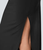 Softlyzero™ Airy Robe Demoiselle d'Honneur Invitée de Mariage Col Carré Plissée et Fendue Toucher Frais Grande Taille