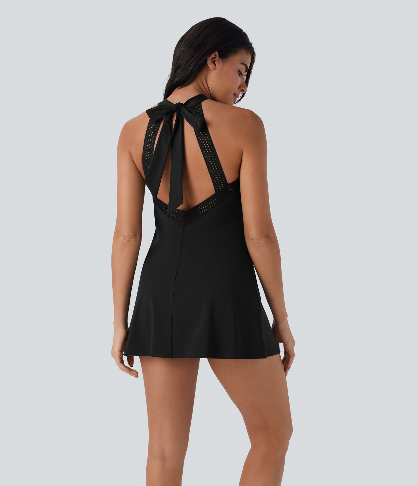 Robe de yoga courte 2-en-1 dos nu à nouer Softlyzero™ Airy Cool Touch avec poche latérale - UPF50+