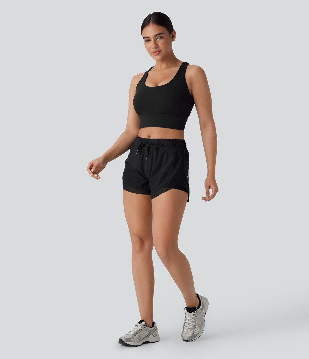 Brassière de sport course col U maintien moyen crochet ajustable E-G