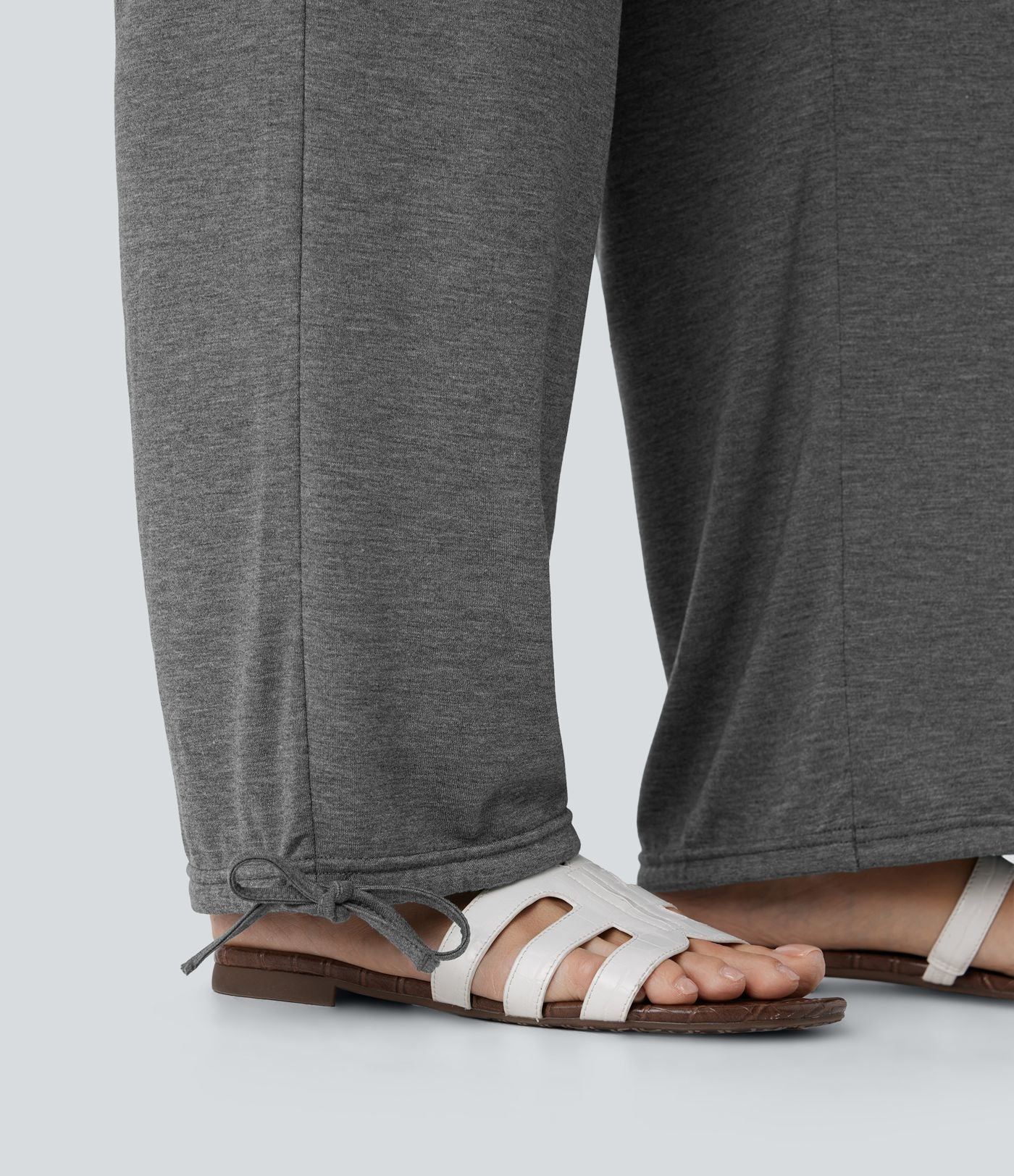 Pantalon de jogging décontracté à taille haute croisée avec poches latérales et cordon de serrage
