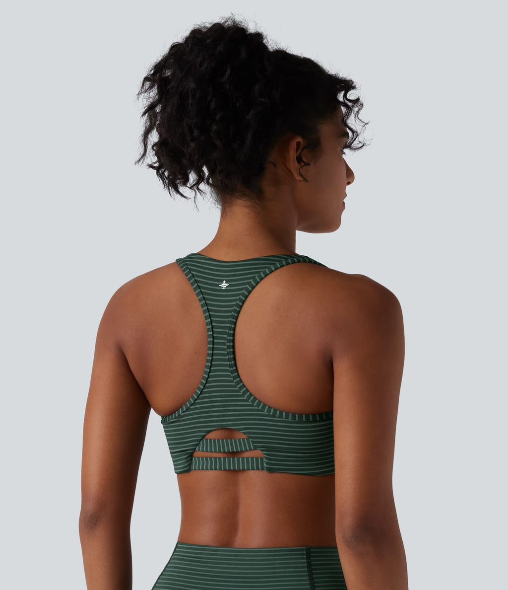 Brassière de sport d'entraînement soutien moyen dos nageur à rayures