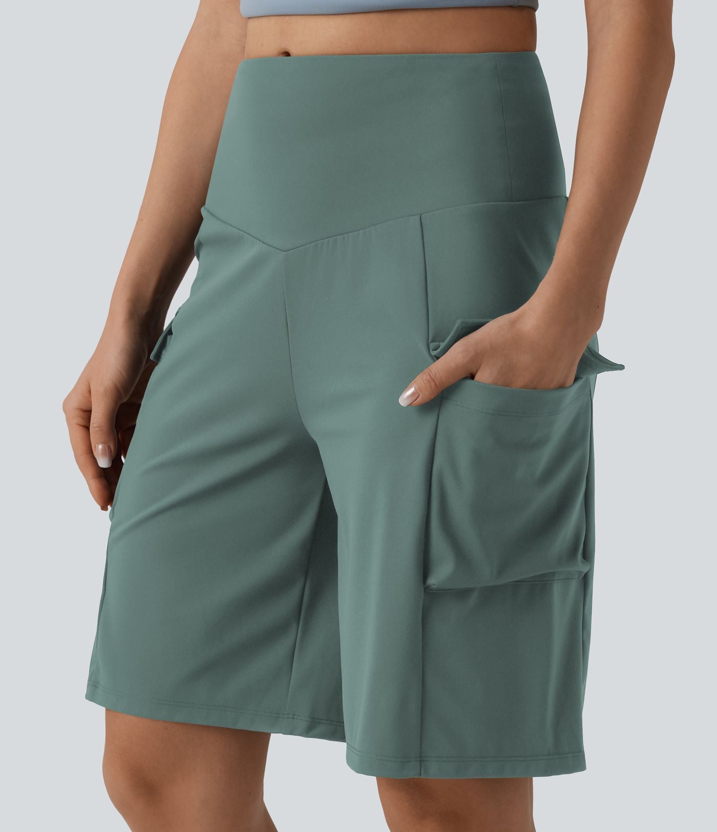 Short cargo yoga ample taille mi-haute avec poches