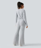 Combinaison casual côtelée maille col V manches longues - Easy Peasy