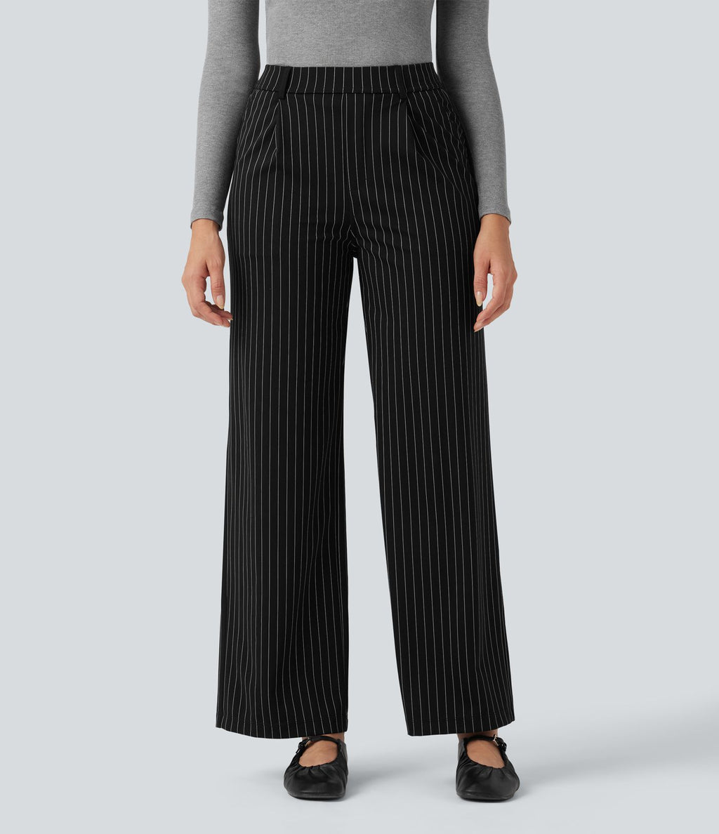 Pantalon Halara Flex™ tailleur droit taille haute rayé effet frais InstantCool avec poches