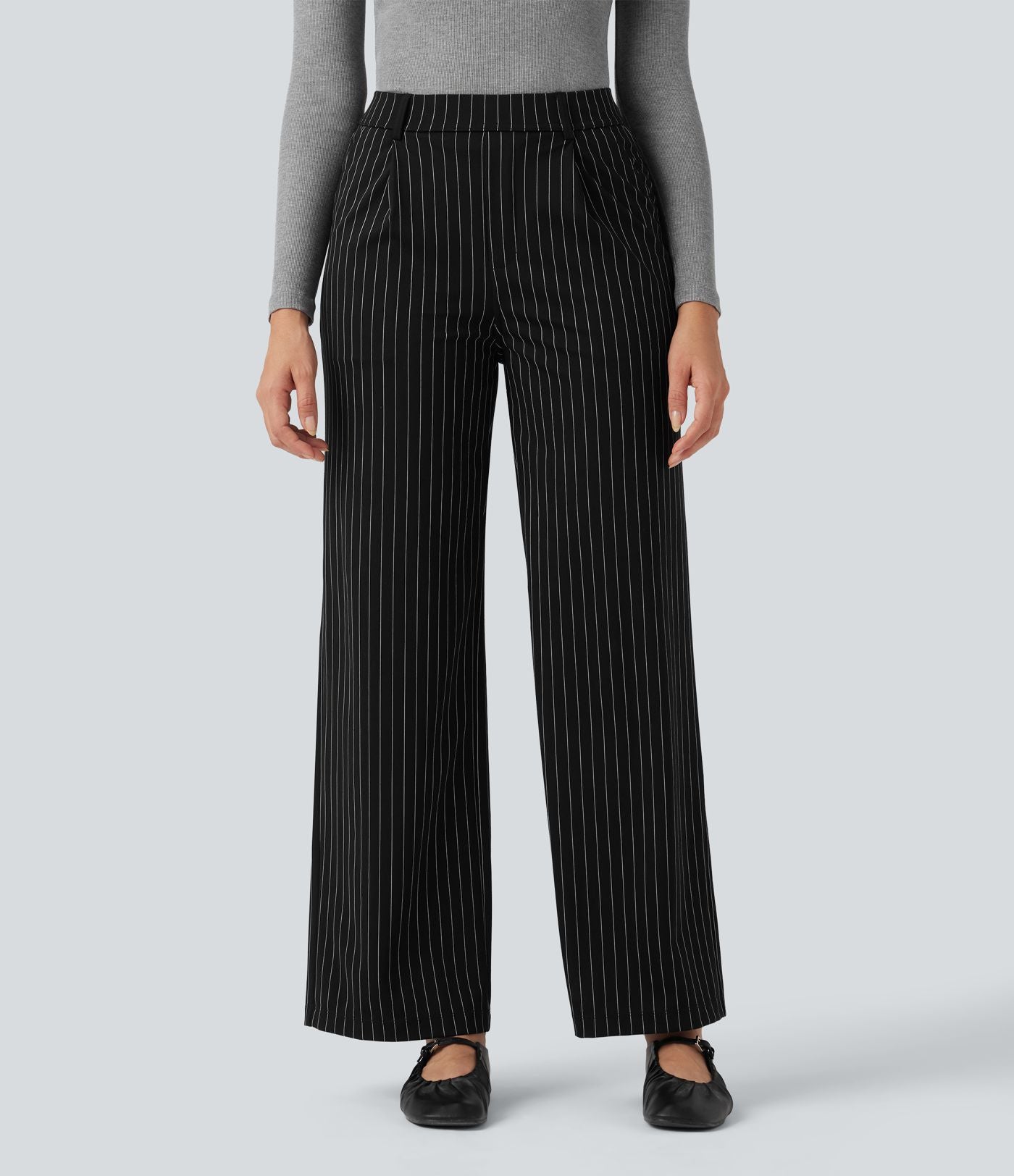 Pantalon Halara Flex™ tailleur droit taille haute rayé effet frais InstantCool avec poches