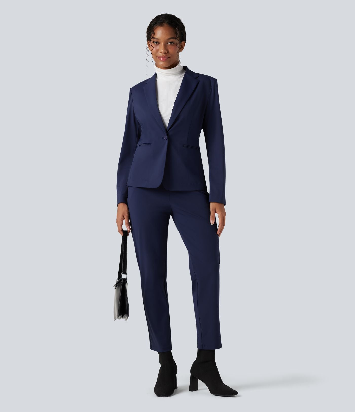 Blazer de travail ajusté col cranté infroissable à manches longues Halara Flex™ Suit avec poches