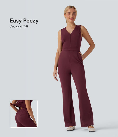 Combinaison bootcut col V sans manches avec poches - Édition Easy Peasy