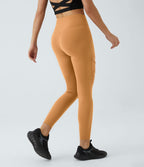Legging yoga croisé taille haute avec mesh contrastant et boucle décorative DayStretch