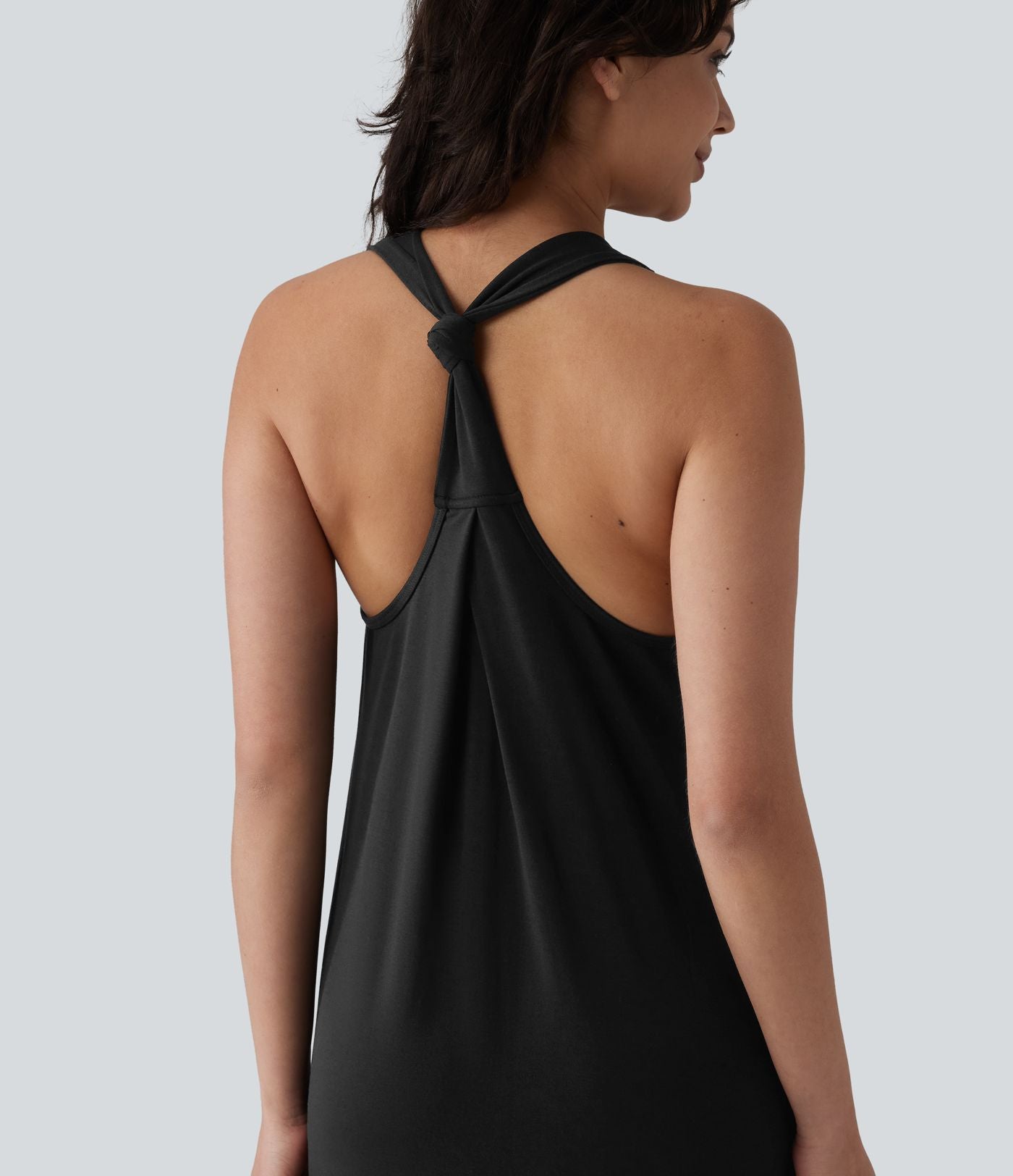 Robe longue fluide casual col U