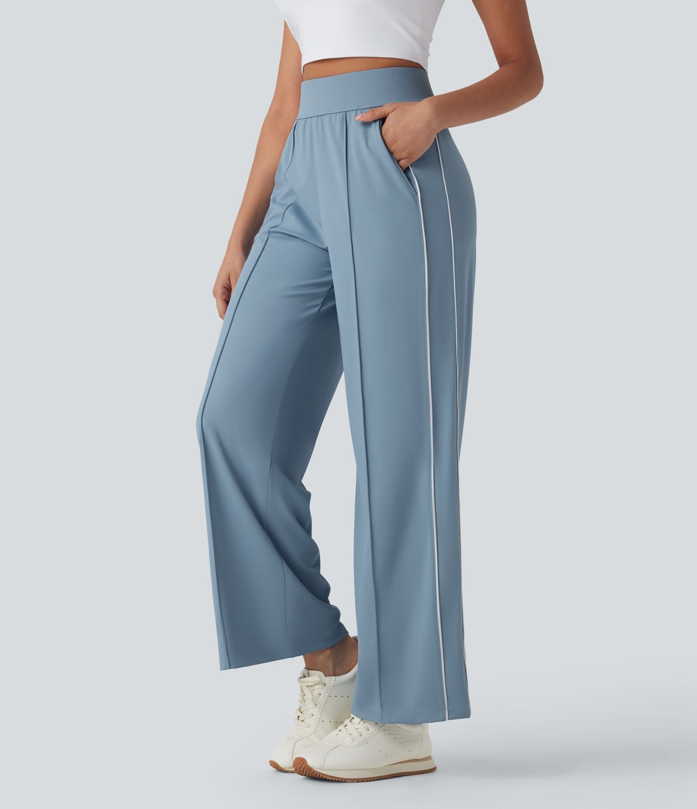 Pantalon d’entraînement taille haute, jambe droite à séchage rapide avec poches, UPF40+