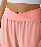 Breezeful™ Pantalon Fluide Vacances Séchage Rapide Taille Haute Croisée Poches Latérales Plissées Fente