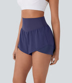Breezeful™ Short yoga taille haute avec poche arrière ourlet croisé séchage rapide