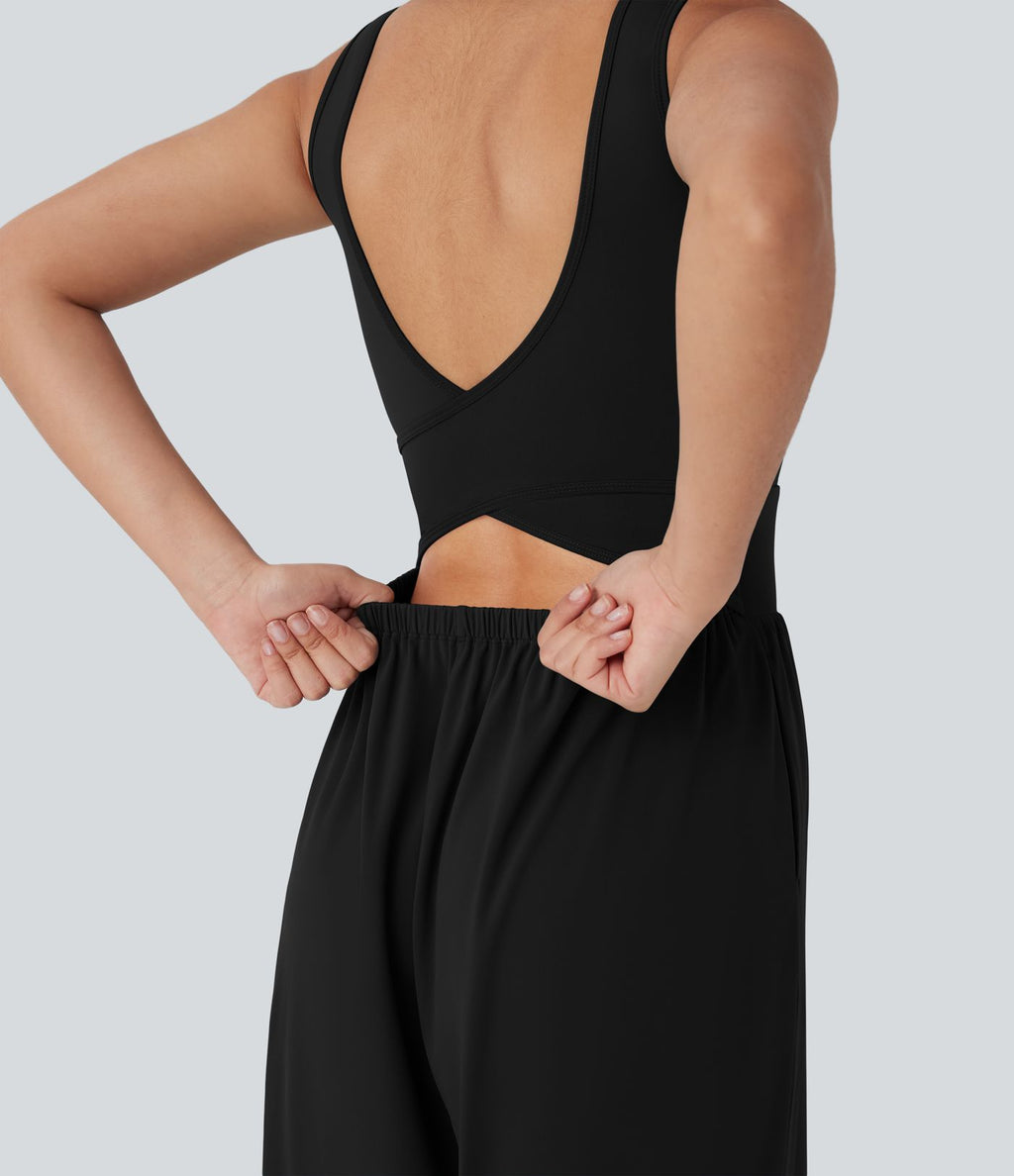 Combinaison de yoga large fluide dos nu bretelles croisées Softlyzero™ Airy Cool Touch avec poches - Easy Peasy