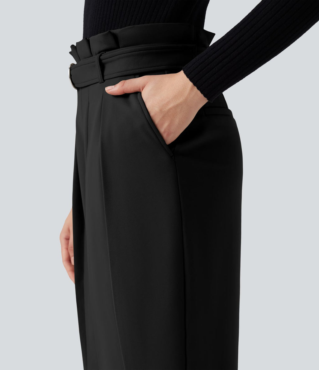 Pantalon tailleur SoftlyZero™ Plush Thermal fuselé ceinturé taille très haute avec poches