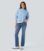 Halara Flex™ Jean bootcut décontracté extensible délavé taille haute à poches multiples