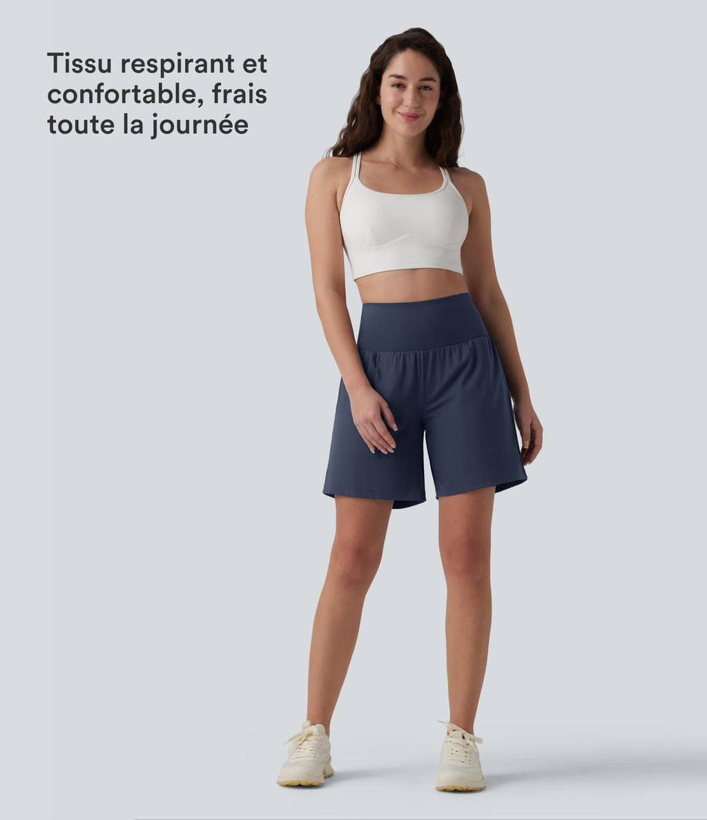 Short de yoga SoftlyZero™ Airy 2-en-1 gainant taille très haute effet frais InstantCool 17,5 cm avec poches
