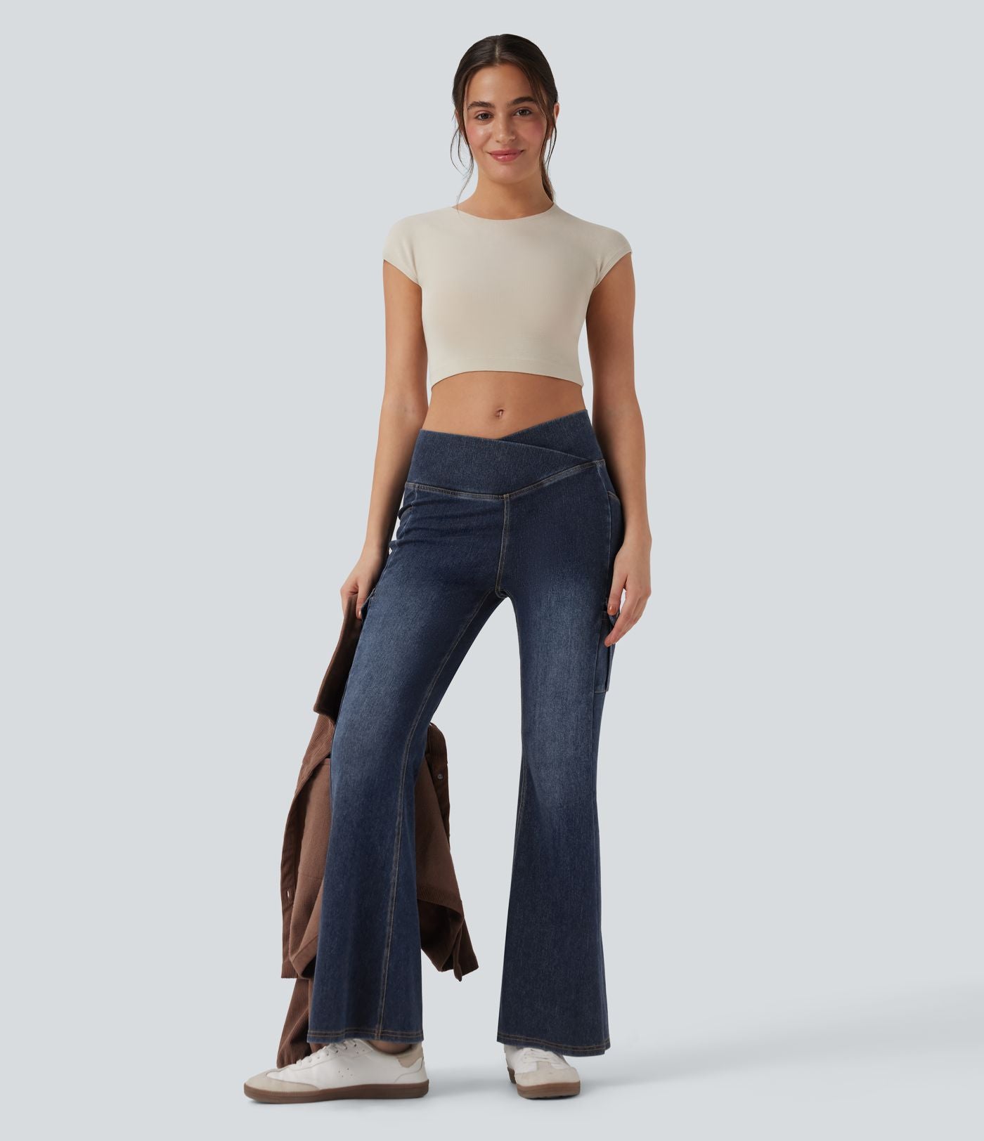 Legging denim bootcut croisé Halara Flex™ taille mi-haute avec poches