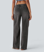 Jean parachute casual Halara Flex™ tricot extensible taille basse cordon ajustable avec multiples poches