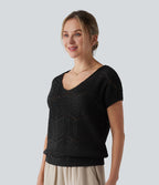 Pull col V manches courtes