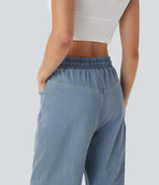 Jean Halara Flex™ taille haute large à cordon de serrage en maille extensible effet frais InstantCool avec poches