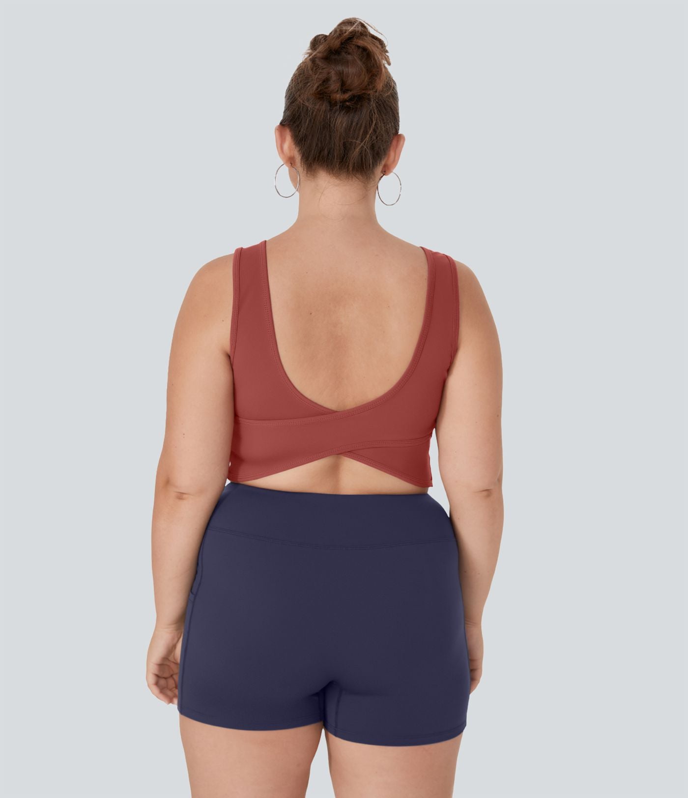 Débardeur Danse Barre Ballet Grande Taille à Encolure U Dos Nu et Croisé