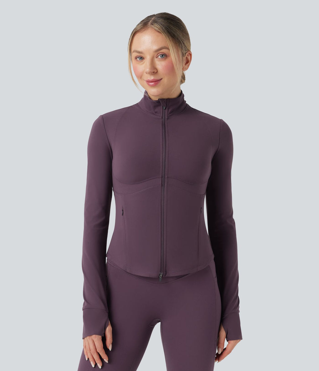 Veste de yoga Halara UltraSculpt™ col montant push-up manches longues à trous pouces avec poches