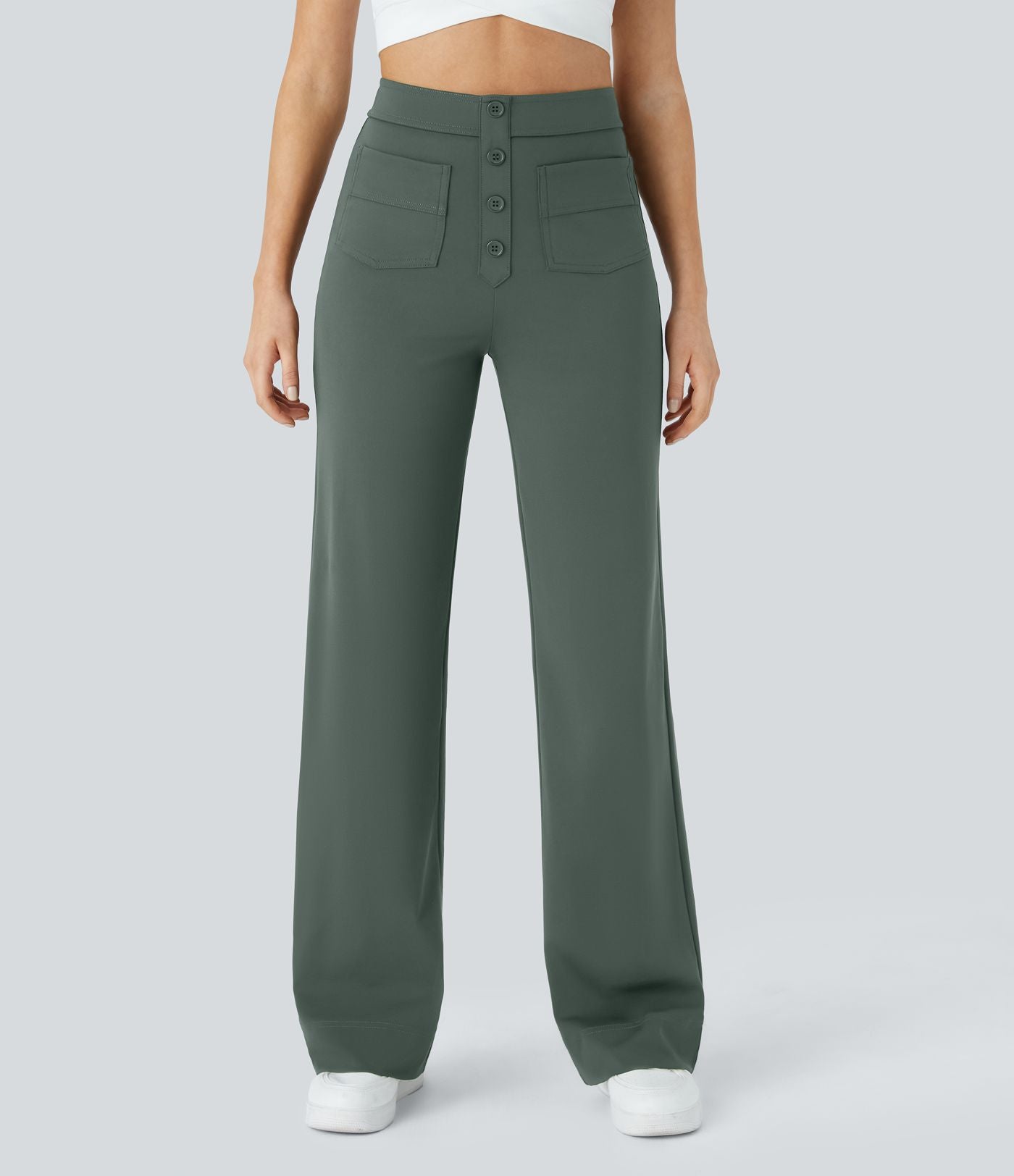 Pantalon taille haute coupe droite DayStretch avec poches