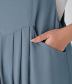 Salopette Casual Grande Taille en Gaufré avec Bretelles Ajustables Boutons et Poches Multiples