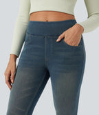 Leggings 7/8 décontractés en denim taille haute avec poches Halara Flex™