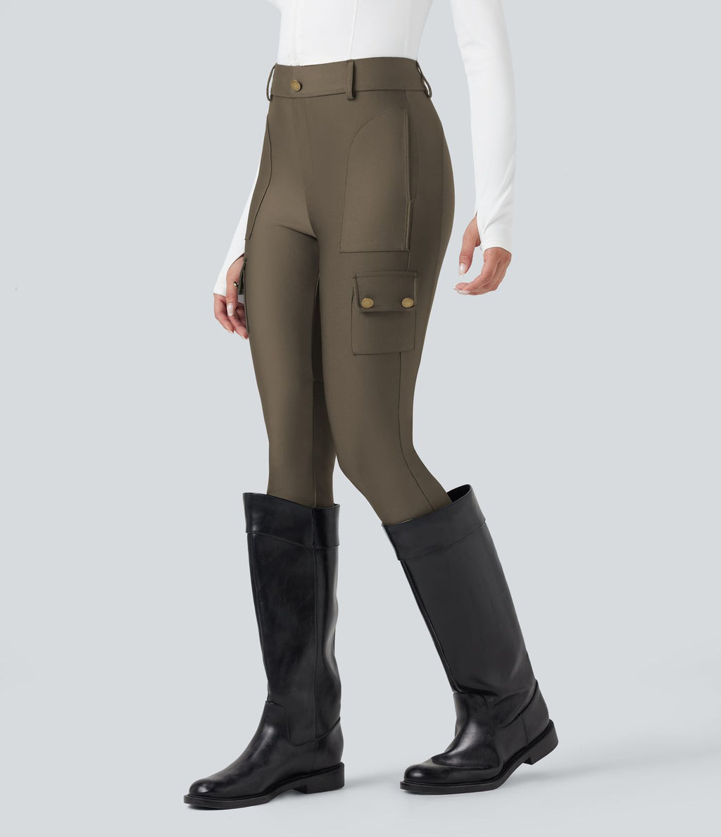 Legging 7/8 brillant taille haute avec poches