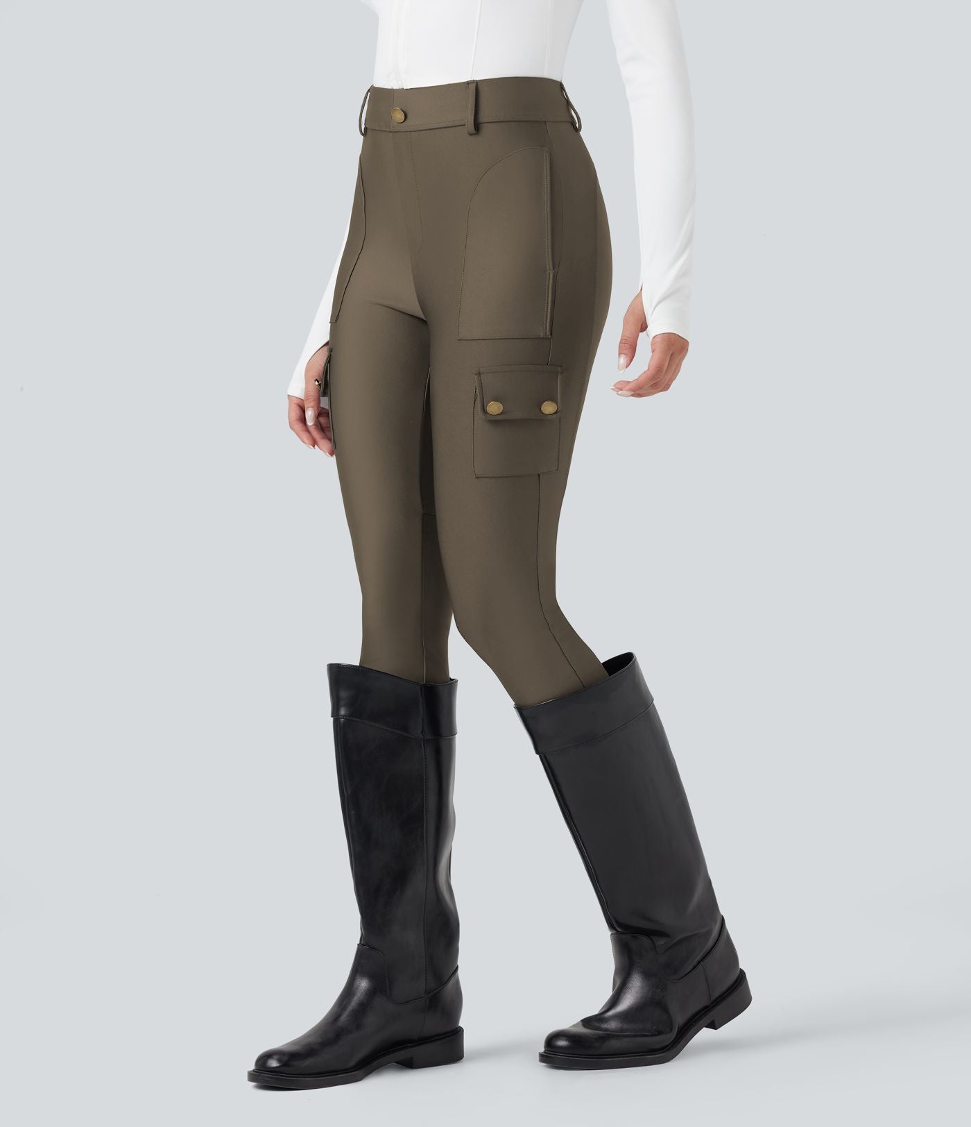 Legging 7/8 brillant taille haute avec poches