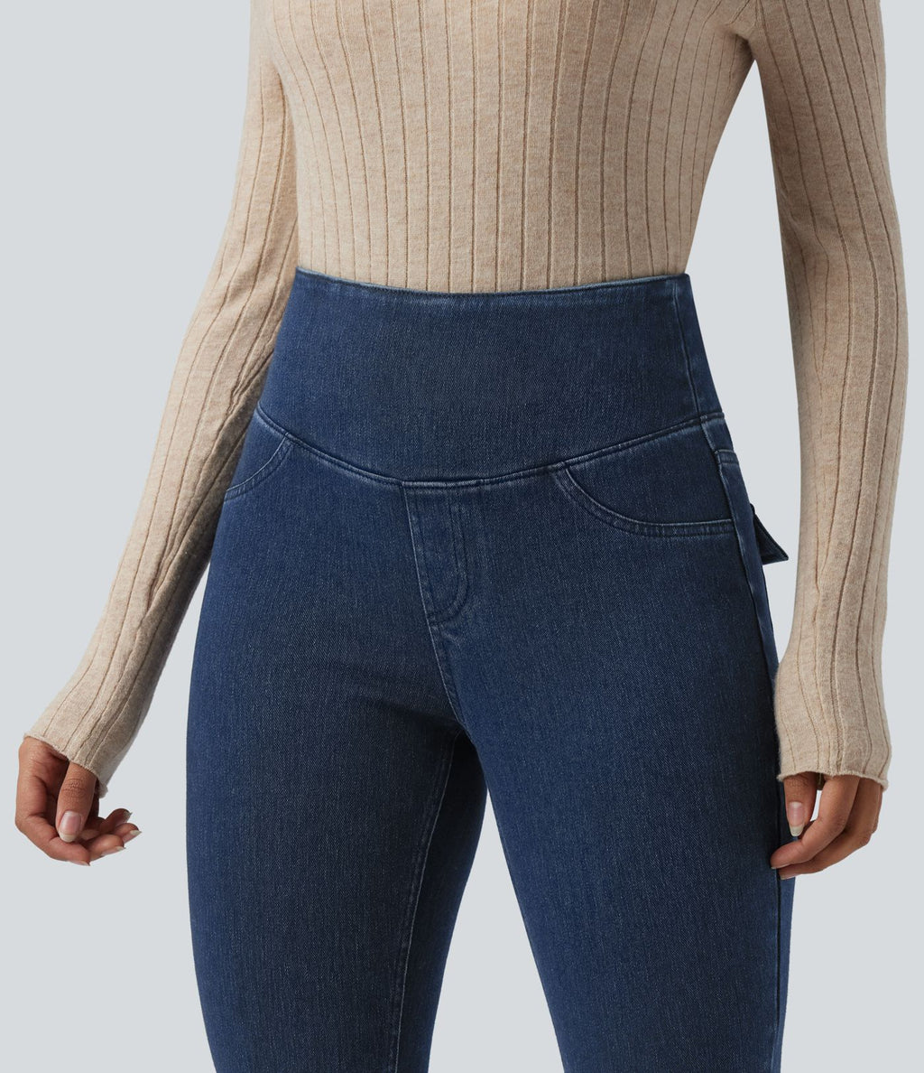 Legging décontracté gainant taille haute effet denim avec poches Halara Flex™