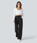 Pantalon coupe droite taille haute DayStretch avec poches